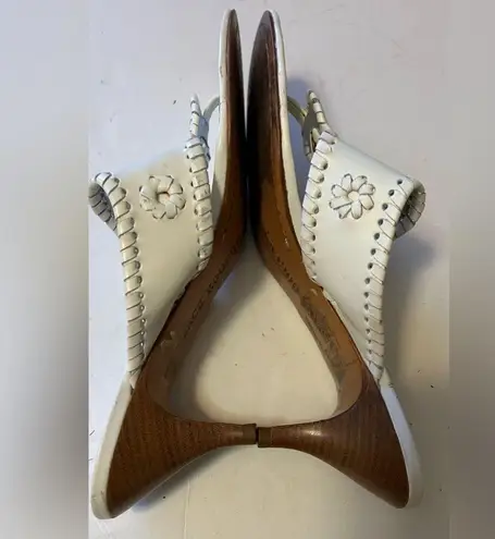 Jack Rogers Jack Roger’s White leather slip on heels sz 10