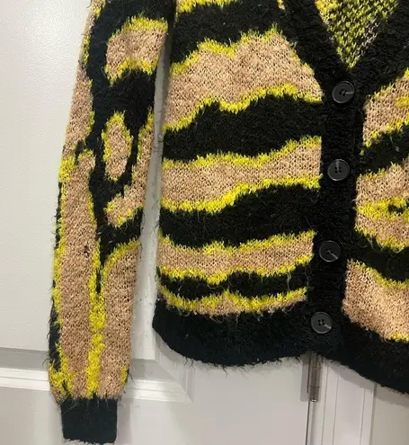 Le Superbe Tan Electric Zebra Cardigan Size XS $345