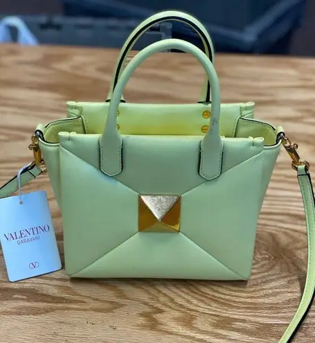 Valentino Garavani yellow one stud small leather tote retail $2900 NWT