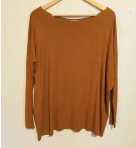 Piko 1988 Loose Fit Long Sleeve Top-Medium-Bamboo Blend-Boat Neck-Mustard-Soft