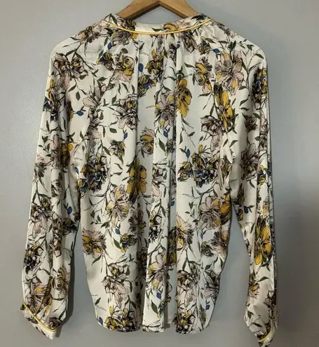 Avara Annalise Floral Cream Yellow Print Long Sleeve Blouse Size S