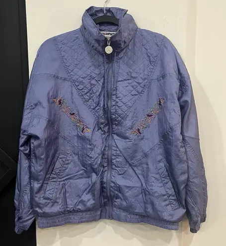 Vintage Advantage by Wilson Windbreaker Jacket Floral Embroidered Women’s Large Purple