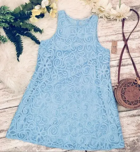 Daniel Cremieux Cremieux Retro Floral Appliqué 60’s Wendy’s Blue Dress