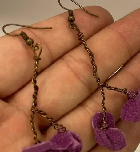 Vintage 3 Floral Wired Strand Purple Fuchsia Spacer Necklace W/ Paired N…