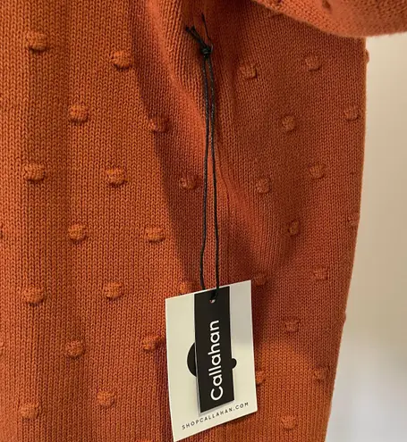Callahan New Polka Dot Knit Off The Shoulder Sweater Burnt Orange Size Small