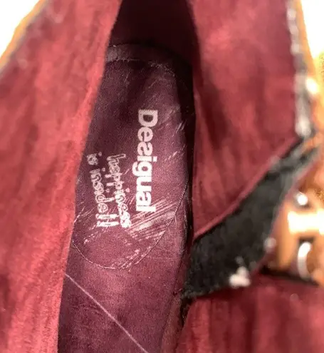 Desigual Suede Leather Ankle Floral Embroidered Boho Boots Booties S-165 Sz 8