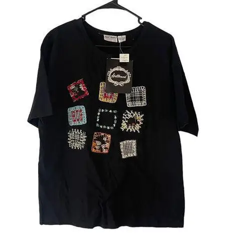Spell Bound NWT Dead stock Women's Size Large Patchwork Embroidered Shirt Black