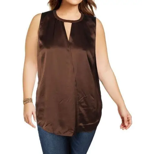 Womens New Ralph Lauren NWT 14W 14 W Silk Suede Dark Chocolate Brown Blouse Key