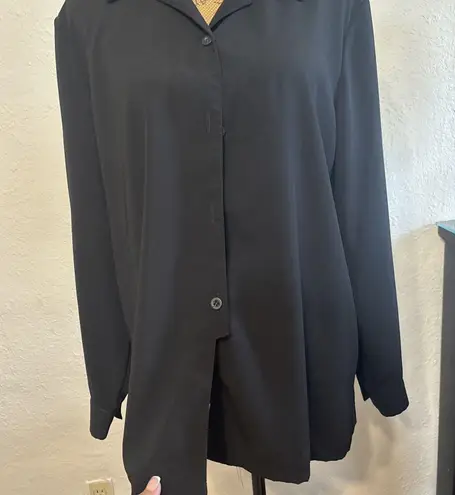 Laura Scott Women's XL Black L/S Button Down