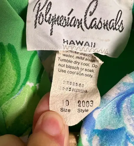 70’s Vintage Polynesian Casuals Green Floral Print Kimono Jacket Blouse Size 10