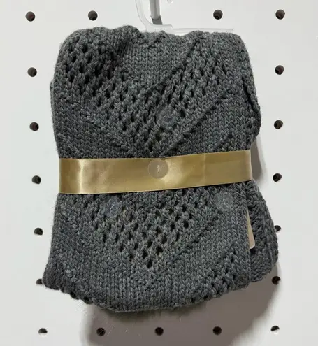 Mixit Medium Heather Grey Knit Beanie Hat & Scarf Set with Faux Fur Pompoms
