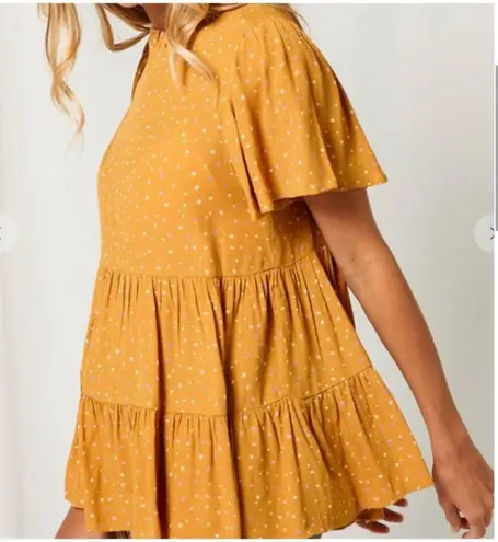 Boho Chic Flutter Sleeve Layered Tiered Baby Doll Short Sleeve Top Sz LG NWT