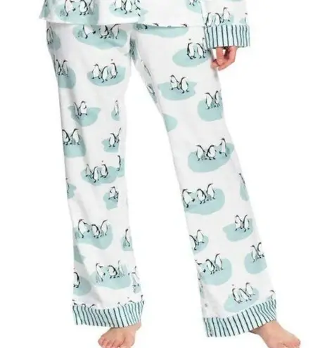 Munki Munki White Penguin Love Flannel Pajama Set Large