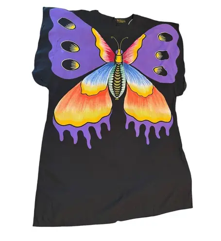 Batik Halus Puri Kencana Purple Butterfly Dress Black Size L