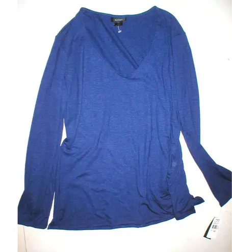 Natori NWT New Lounge Top Womens $98 Blue LS Large L Soft Office Jersey Rayon