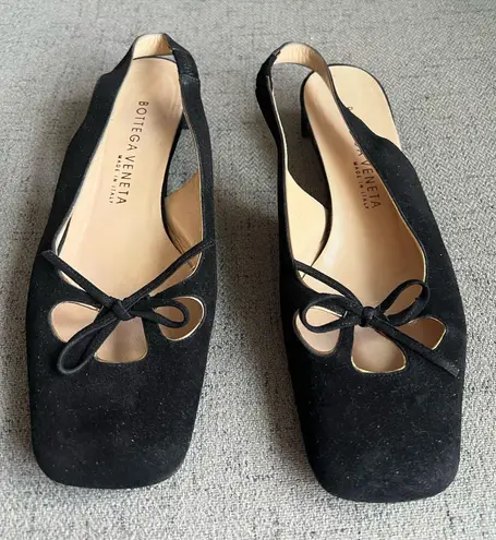 Bottega Veneta suede sling back kitten heels