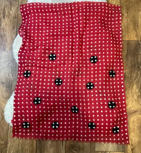 Amet & Ladoue 100% Wool Lightweight Scarf Red White Polka Dot Black 68"X27" Red