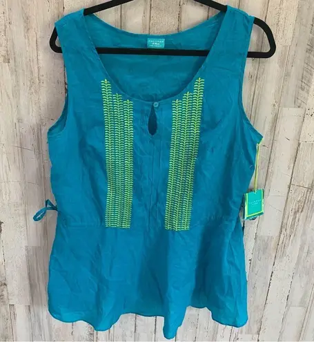 Calypso St. Barth NWT for Target Blue Woven Side Cinch Cotton Top Lightweight