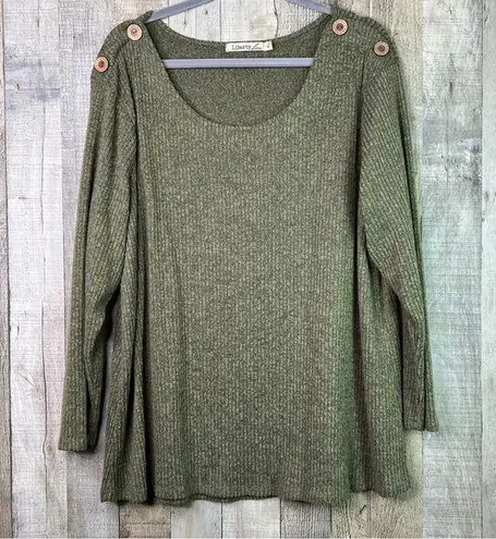 Liberty Love Size 3XL Lightweight Ribbed Pullover Sweater w/Faux Button …