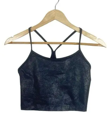 Aerie  Offline The Hugger Crackle Racerback Sports Bra in Black Size S