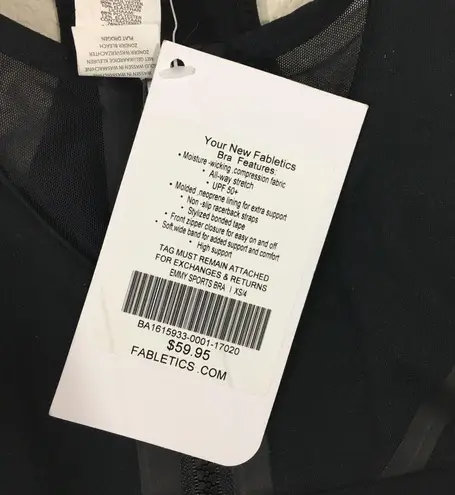 Fabletics NWT  Emmy zipper black sportsbra