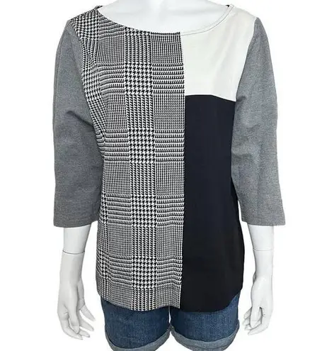 Lane Bryant  Black and White Houndstooth Knit Ponte Sweater Size 14/16