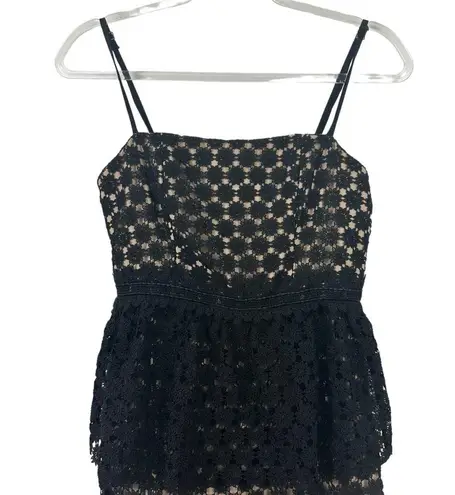 NBD  Dolores Midi Dress in Black Revolve Lace Nude Black Tiered X-Small XS