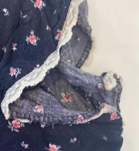 Vintage Floral Dress Asymmetrical Tiered Hem EUC Sz M Cottage Core Grannycore Size M