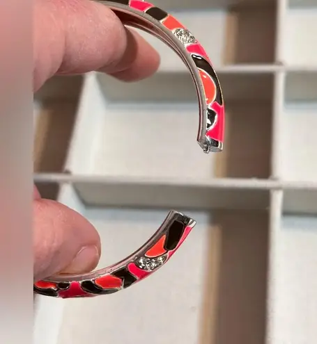 Red and Pink Enamel Bracelet with Metallic Accents
