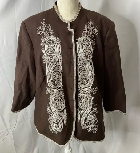 Peter Nygard Vintage Nygard Collection linen blend embroidered jacket 20w