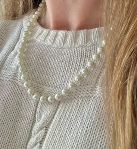 White Pearl Necklace Vintage “Beulah” 22” Classic Layering Simple Femme Elegant