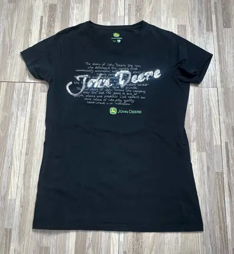 John Deere Women's Black and Green Tee with Silver Sequin Women’s XL