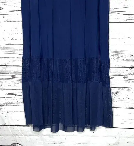 Torrid  Size 1 Navy Blue Chiffon Mesh Mixed Fabric Pleated Midi Skirt - Image 3