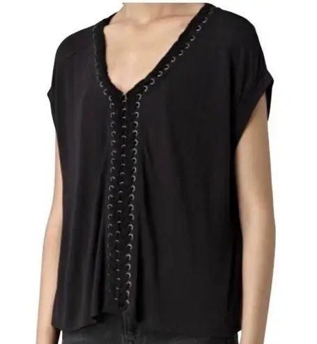 ALL SAINTS Aria Black Grommet Top in Size X