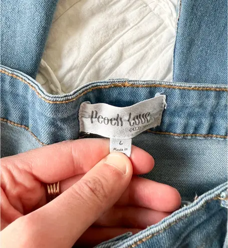 Peach Love California Comfy blue bell bottom fringe flare jeans