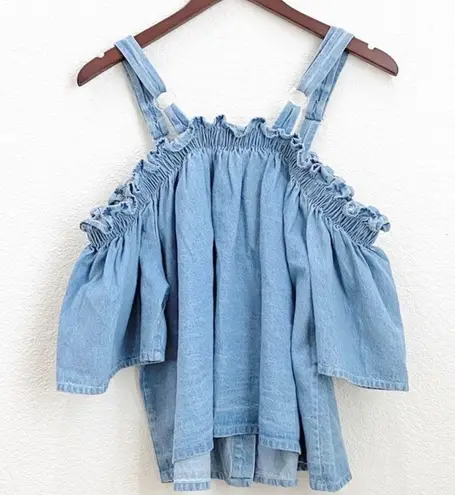 Fashion to figure FTF Off Shoulder Cold Shoulder Denim Blouse