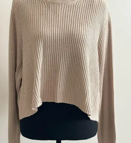 Cotton On Cotton:On Beige Oversized Cropped Cable Sweater