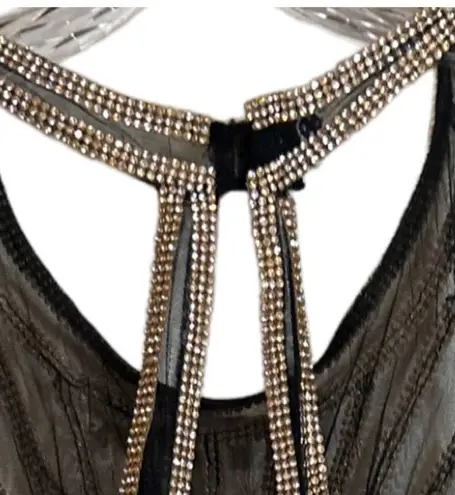 Abby Paris Black and Gold Evening Out Dress Size 6 (Flaw in Hem)