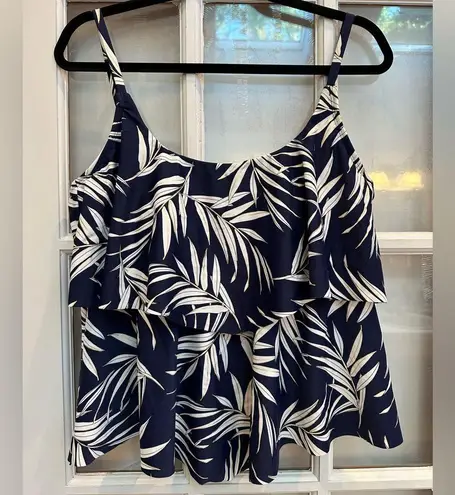 Maxine of Hollywood Gold Leaf Two Tiered Ruffle Tankini Swim Top Plus Size 16