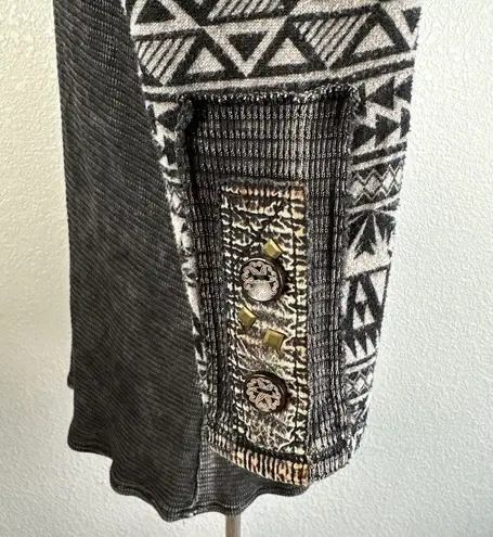 Soft Surroundings Tao Thermal Tunic Top S Small Washed Black Button Pattern Cuff