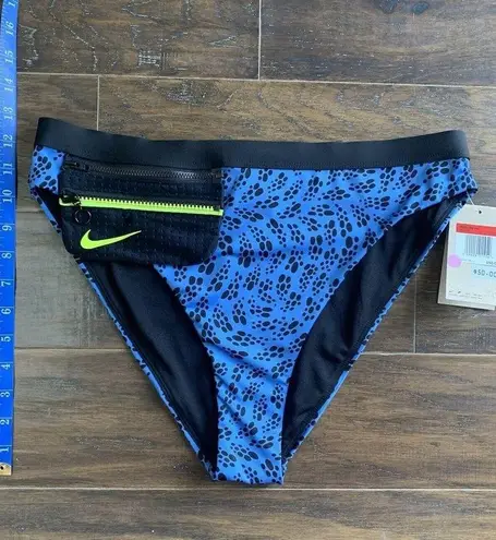 Nike Party Dots Blue High Waist Bikini Bottom Swim Women’s LARGE Blue Black NWT