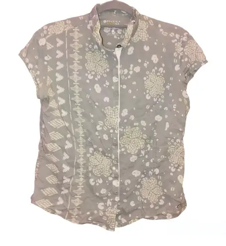 Mountain Hardwear Olive Green Floral Button Up Shirt Size 10