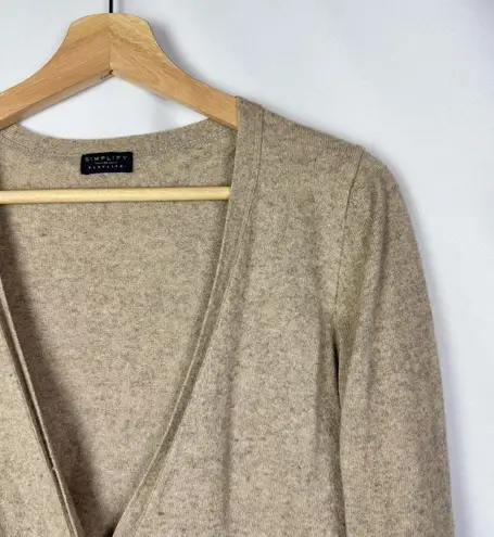 Simplify by Playlife Light Brown Knit Cardigan Sweater S Tan