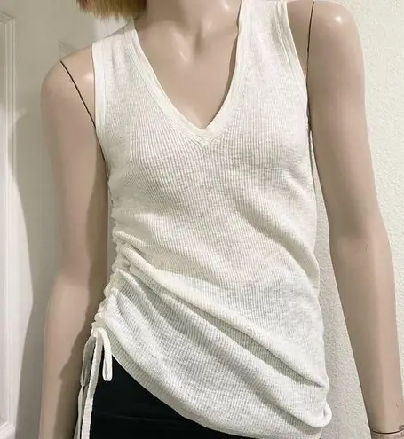 ALL SAINTS Ivory White Rosen Vest Side Cinched Ribbed Sleeveless Tank Size M
