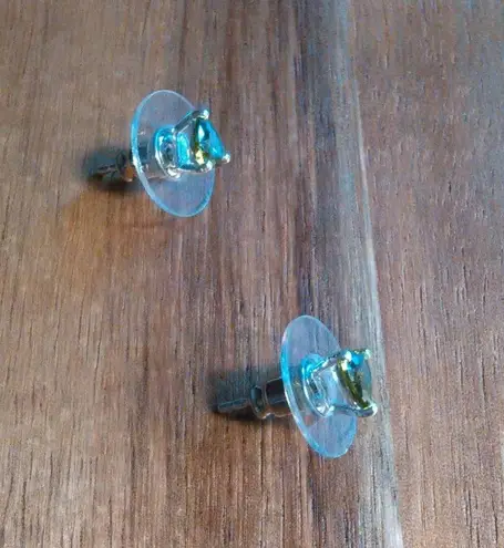 Green Heart Simulated Diamond Sterling Silver Stud Earrings