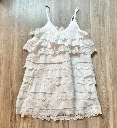 Caroline Constas Layne Dress Tiered White Ruffle Crochet Size S NWOT