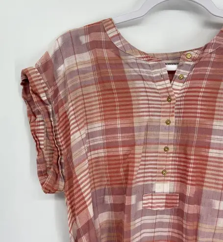 Ulla Johnson Theo Pink Plaid Tie Waist Dress Short Sleeve Size 6