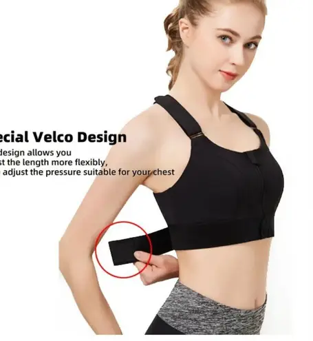 Sports Bras Women's Short Tank Top Zipper Front XL Adjustable Straps black gym