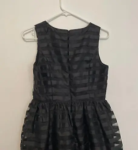 YA Los Angeles Black on Black Striped Organza Holiday Party Mini Fit Flare Dress