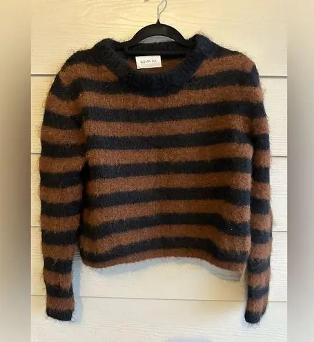 Black and Brown Crew Neck Sweater with Cozy Stripes